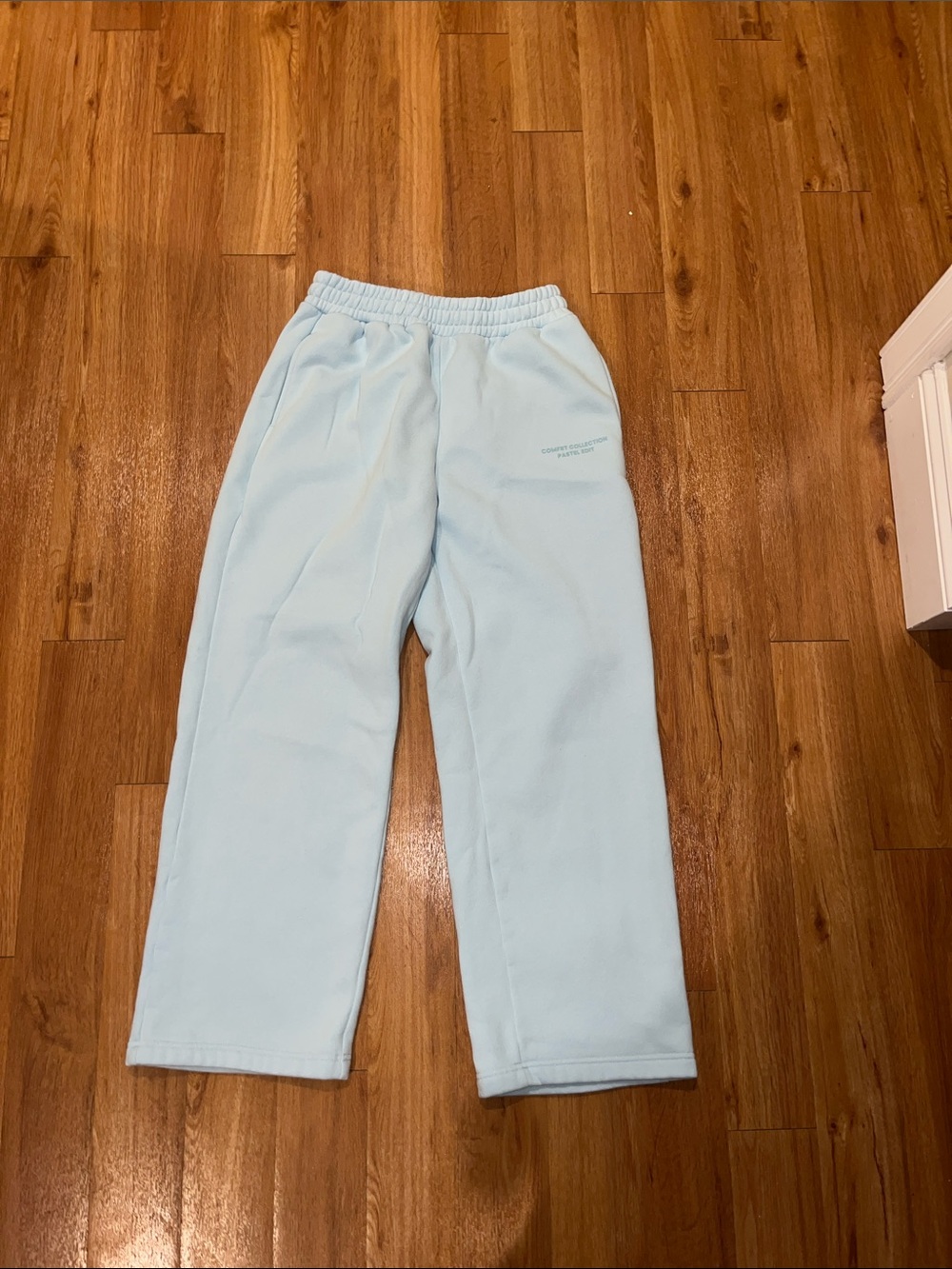Women's Straight Leg SweatPants in Light Pastel Blue with Elastic Waist